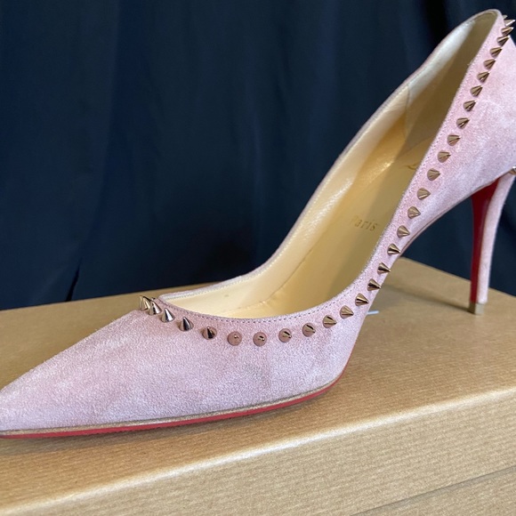 - Christian Louboutin Anjalina 85 Velours Spike Pointed Toe Pumps - Pink B… - Picture 16 of 16